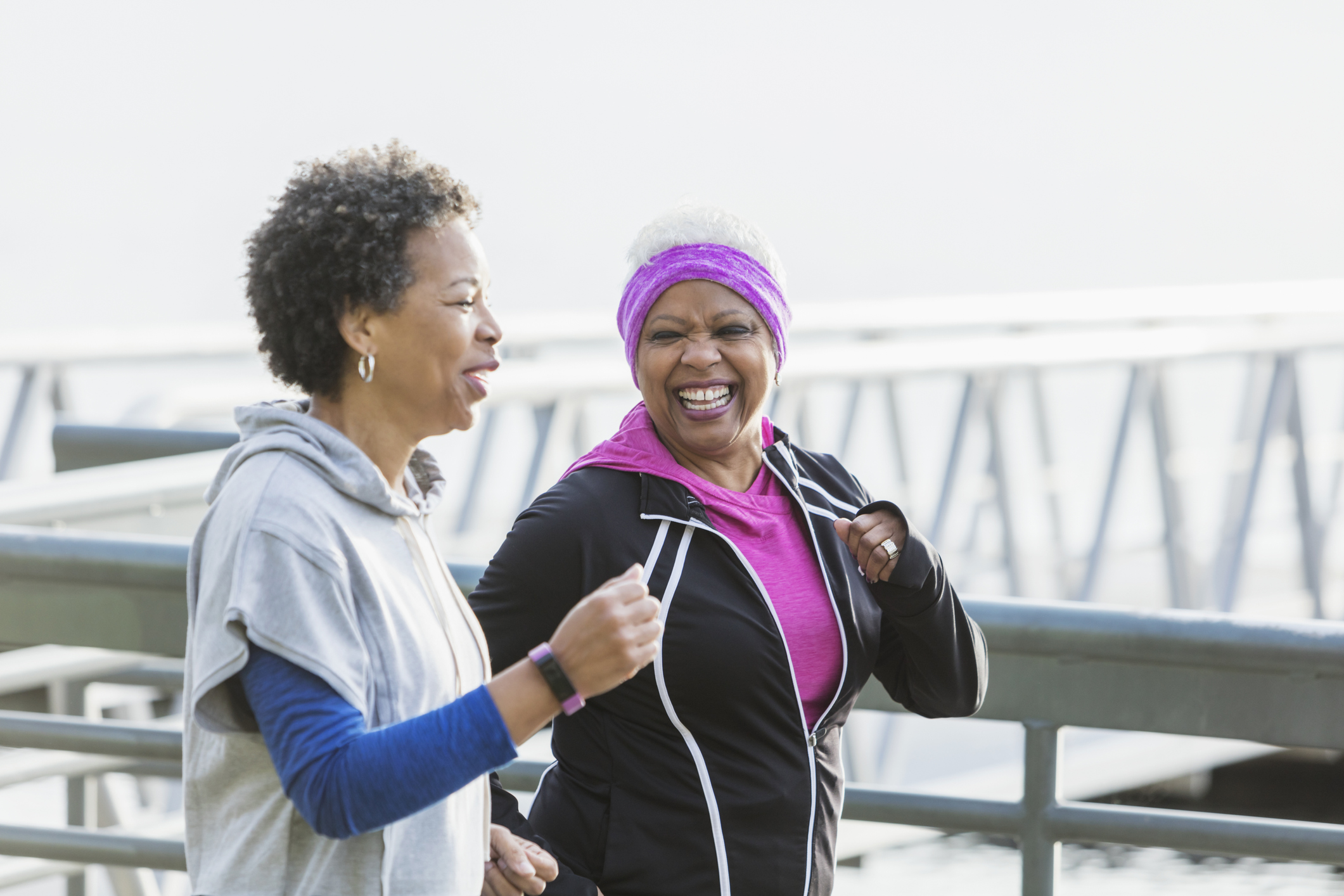 exercise and fitness two black women walking outdoors