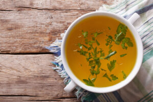 Meat broth with parsley