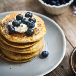 banana oat pancakes with blueberries - healthy recipe