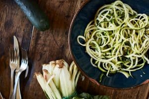 Zucchini pasta in a bowl - Zoodles