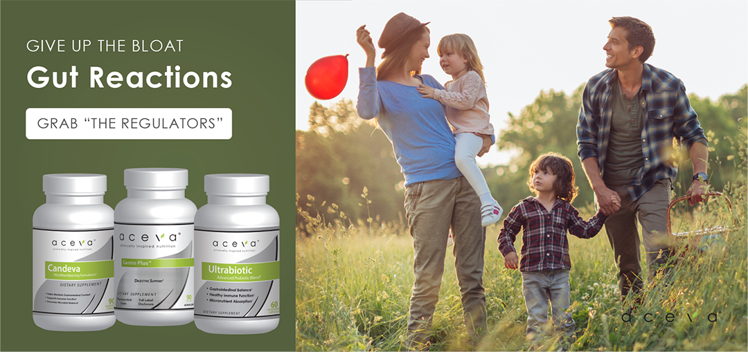 happy family in the fields with a red balloon - aceva gut reactions - Ultrabiotic, Candeva, Gastro Plus