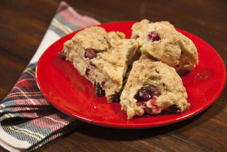 Plate of Freshly Baked Cranberry Scones