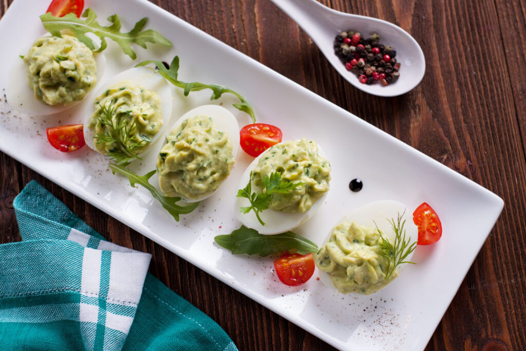 Avocado deviled eggs with greek yogurt