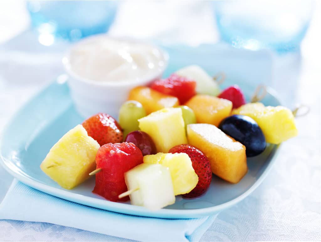 fruit skewers - healthy summer snacks for kids