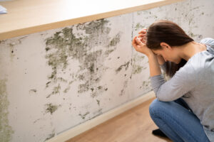 Shocked Woman Looking At Mold On Wall - Warning Signs of Mold in Your Home