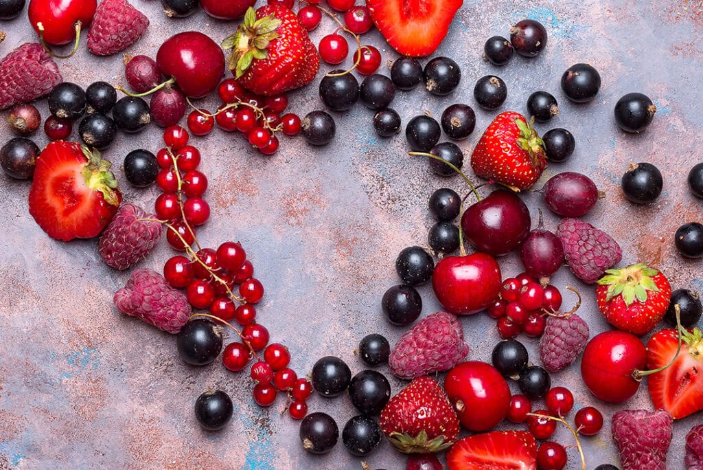 Heart shape assorted berries - heart healthy foods